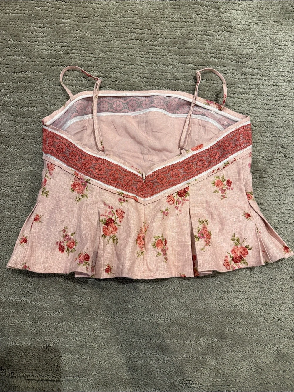 Reformation Meryl Linen Top in the "Tea Time" pink mauve floral print Size 4 - Picture 6 of 8